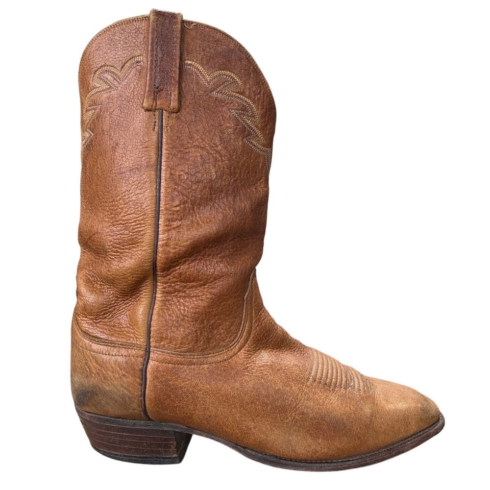 Vintage Lucchese 2000 Men's Rio Bravo Brown Leather Cowboy Boot Size US 12 2E